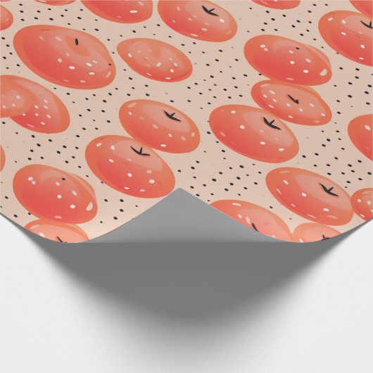 Peach Fuzz Abstrakt Botanisches Fruchtmuster 10 Geschenkpapier (Ecke)