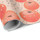 Peach Fuzz Abstrakt Botanisches Fruchtmuster 10 Geschenkpapier (Rolleneckpunkt)