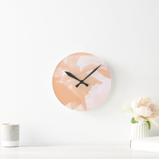 Peach Fuzz Abstrakt Floral Runde Wanduhr (Zuhause)