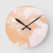 Peach Fuzz Abstrakt Floral Runde Wanduhr (Vorderseite)