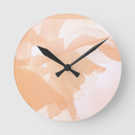 Peach Fuzz Abstrakt Floral Runde Wanduhr