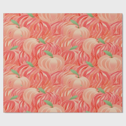 Peach Fuzz Abstraktes botanisches Fruchtmuster 11 Geschenkpapier (Flach)