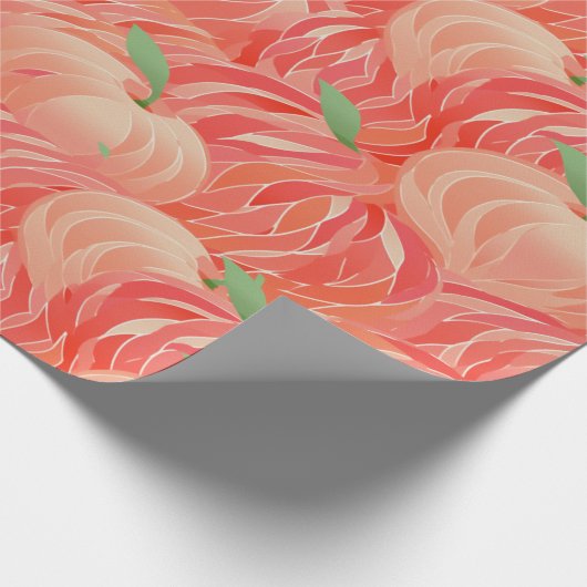 Peach Fuzz Abstraktes botanisches Fruchtmuster 11 Geschenkpapier (Ecke)