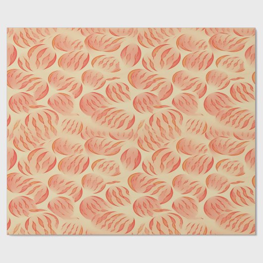 Peach Fuzz Abstraktes botanisches Fruchtmuster 12 Geschenkpapier (Flach)
