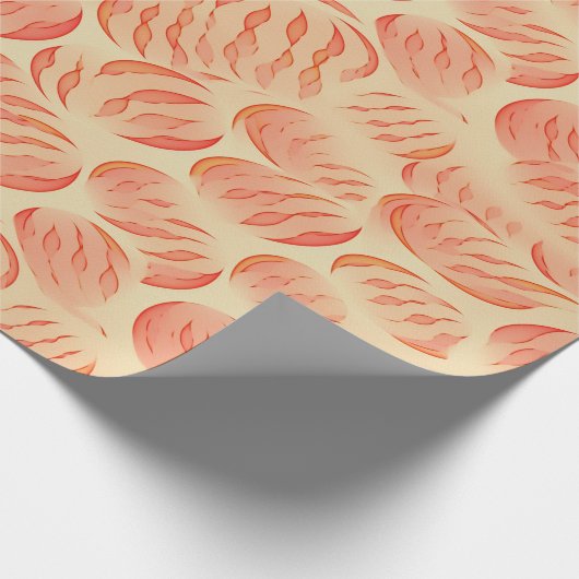 Peach Fuzz Abstraktes botanisches Fruchtmuster 12 Geschenkpapier (Ecke)