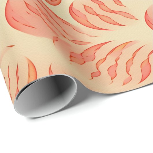 Peach Fuzz Abstraktes botanisches Fruchtmuster 12 Geschenkpapier (Rolleneckpunkt)