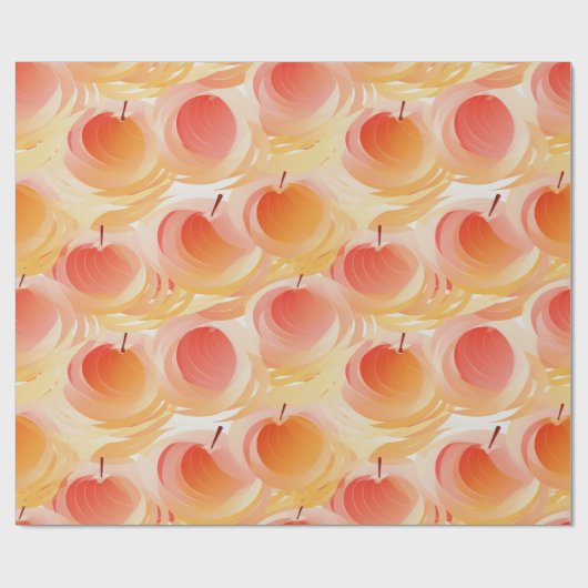 Peach Fuzz Abstraktes botanisches Fruchtmuster 15 Geschenkpapier (Flach)