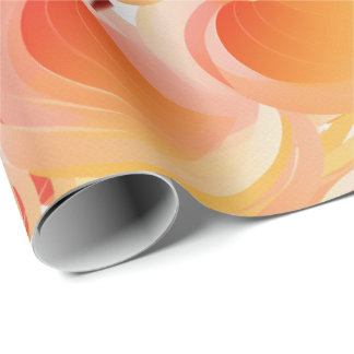 Peach Fuzz Abstraktes botanisches Fruchtmuster 15 Geschenkpapier