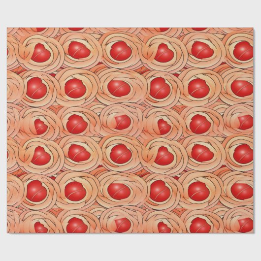 Peach Fuzz Abstraktes botanisches Fruchtmuster 16 Geschenkpapier (Flach)