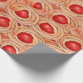 Peach Fuzz Abstraktes botanisches Fruchtmuster 16 Geschenkpapier (Ecke)