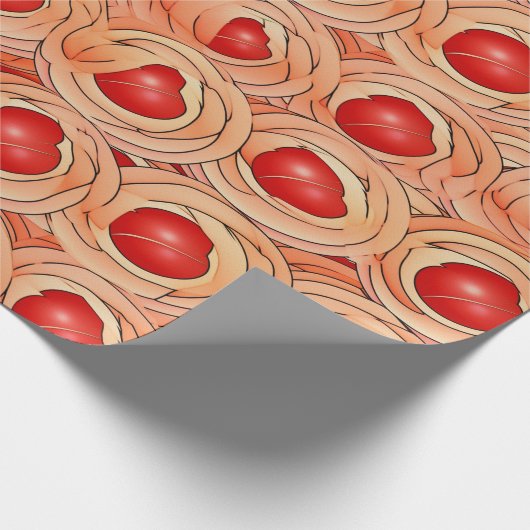 Peach Fuzz Abstraktes botanisches Fruchtmuster 16 Geschenkpapier (Ecke)