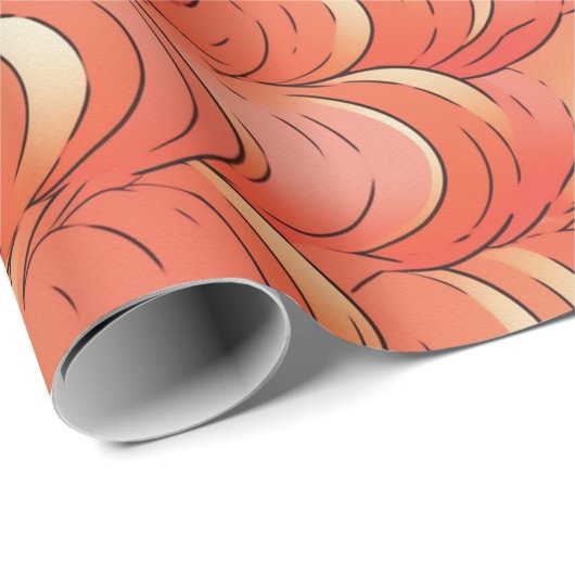 Peach Fuzz Abstraktes botanisches Fruchtmuster 1 Geschenkpapier (Rolleneckpunkt)