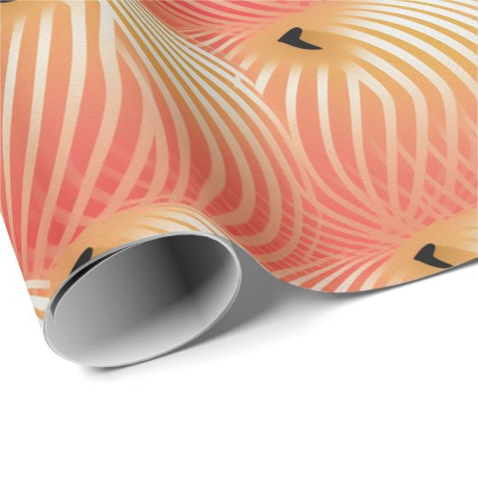 Peach Fuzz Abstraktes botanisches Fruchtmuster 2 Geschenkpapier (Rolleneckpunkt)