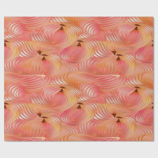 Peach Fuzz Abstraktes botanisches Fruchtmuster 3 Geschenkpapier (Flach)