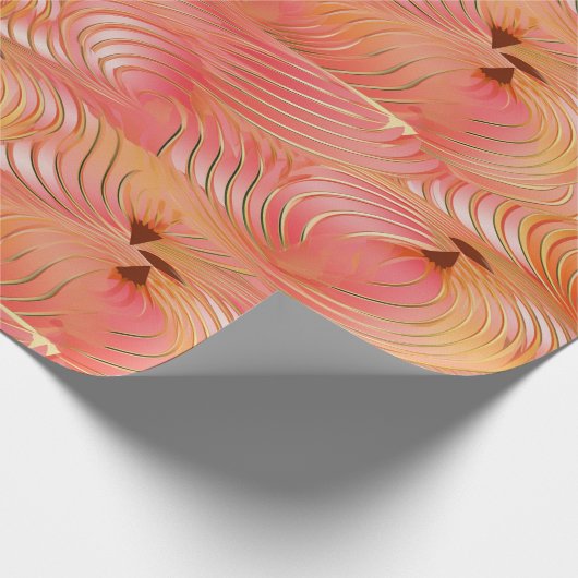 Peach Fuzz Abstraktes botanisches Fruchtmuster 3 Geschenkpapier (Ecke)