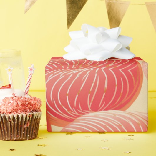 Peach Fuzz Abstraktes botanisches Fruchtmuster 4 Geschenkpapier (Geburtstagsparty)