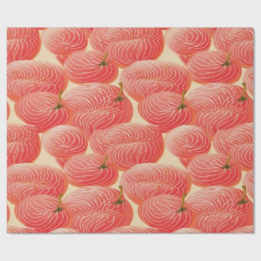 Peach Fuzz Abstraktes botanisches Fruchtmuster 4 Geschenkpapier (Flach)