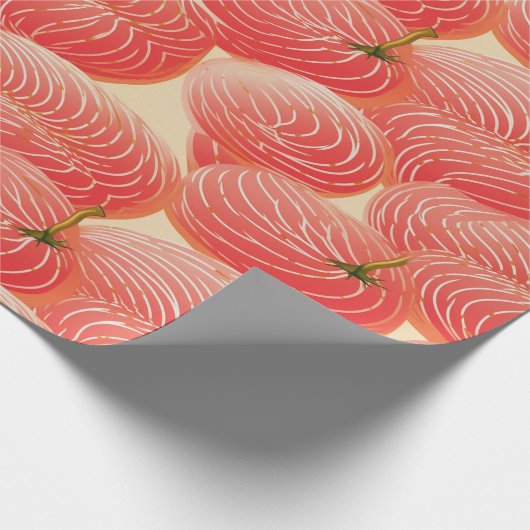 Peach Fuzz Abstraktes botanisches Fruchtmuster 4 Geschenkpapier (Ecke)
