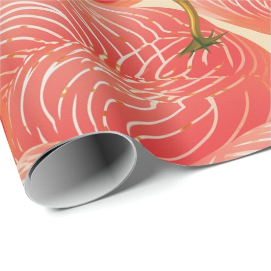 Peach Fuzz Abstraktes botanisches Fruchtmuster 4 Geschenkpapier (Rolleneckpunkt)