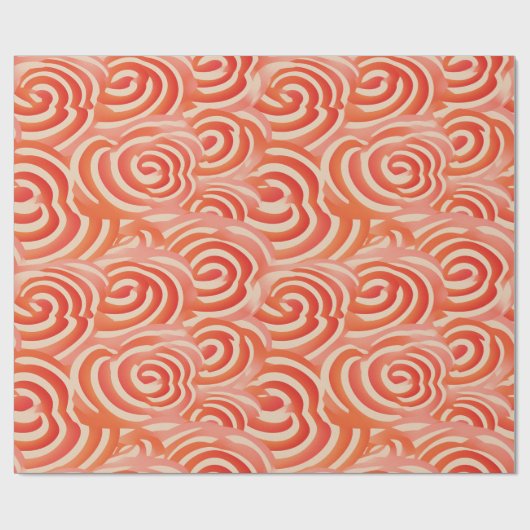 Peach Fuzz Abstraktes botanisches Fruchtmuster 5 Geschenkpapier (Flach)