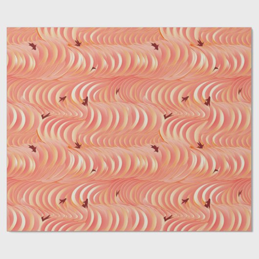 Peach Fuzz Abstraktes botanisches Fruchtmuster 6 Geschenkpapier (Flach)