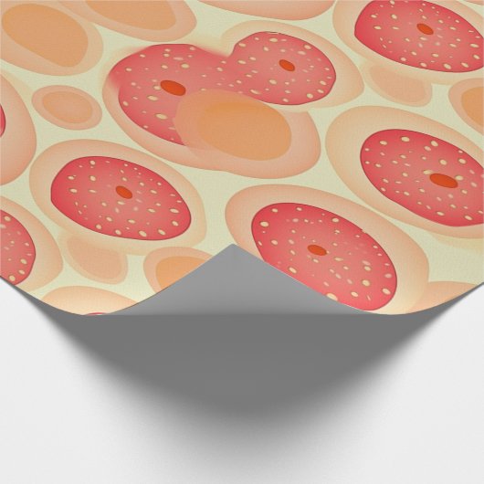 Peach Fuzz Abstraktes botanisches Fruchtmuster 9 Geschenkpapier (Ecke)