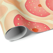 Peach Fuzz Abstraktes botanisches Fruchtmuster 9 Geschenkpapier (Rolleneckpunkt)