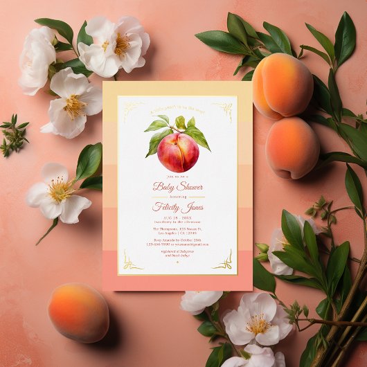Peach Fuzz and Gold Foil Babydusche Folieneinladung