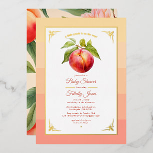 Peach Fuzz and Gold Foil Babydusche Folieneinladung