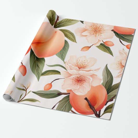 Peach Fuzz Baby Dusche Geschenkpapier (Ungerollt)