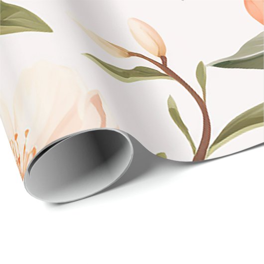 Peach Fuzz Baby Dusche Geschenkpapier (Rolleneckpunkt)