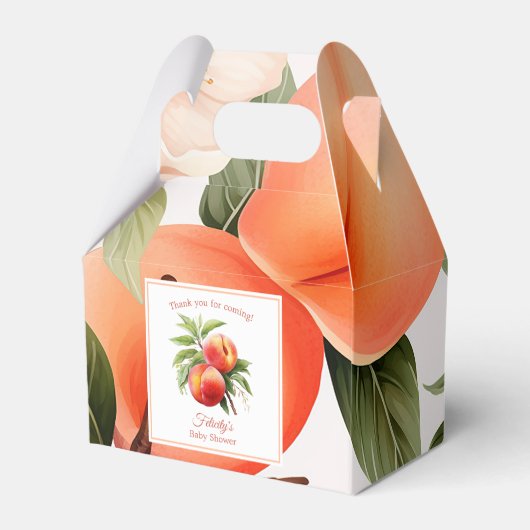 Peach Fuzz Baby Dusche Geschenkschachtel (Rückseite)