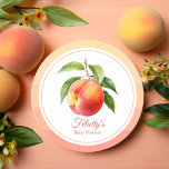 Peach Fuzz Baby Dusche Runder Pappuntersetzer<br><div class="desc">Farbe des Jahres 2024 peach fuzz Baby Dusche Untersetzer.</div>