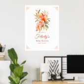 Peach Fuzz Baby Dusche Willkommen Poster (Heimbüro)