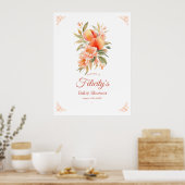 Peach Fuzz Baby Dusche Willkommen Poster (Küche)