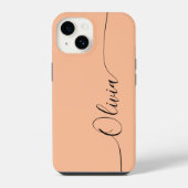 Peach Fuzz Black Elegant Calligrafy Script Name iPhone Hülle (Rückseite)