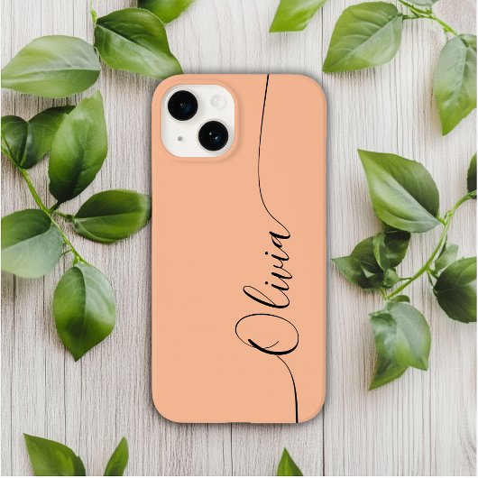Peach Fuzz Black Elegant Calligraphy Script Name Case-Mate iPhone Hülle