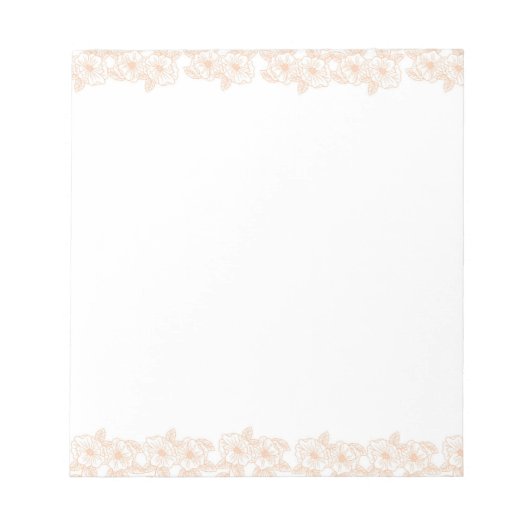 Peach Fuzz Blume Border Anpassbar & elegant Notizblock (Vorderseite)