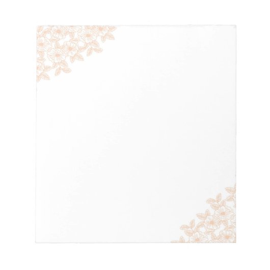 Peach Fuzz Blume Border Anpassbar & elegant Notizblock (Vorderseite)