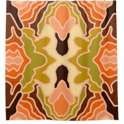 Peach Fuzz Boho Shabby Chic Geometrie Abstrakte Ku Duschvorhang (Vorderseite)