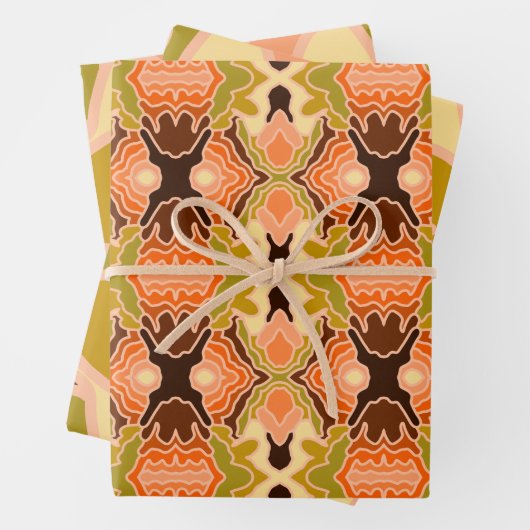 Peach Fuzz Boho Shabby Chic Geometrie Abstrakte Ku Geschenkpapier Set (Beispiel)