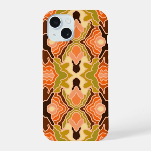 Peach Fuzz Boho Shabby Chic Geometrie Abstrakte Ku iPhone 15 Hülle (Rückseite)