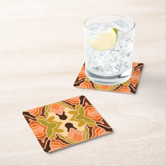 Peach Fuzz Boho Shabby Chic Geometrie Abstrakte Ku Rechteckiger Pappuntersetzer (Vor Ort)