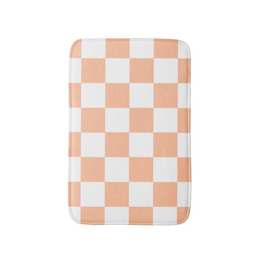 Peach Fuzz Checkered Gingham Pattern Badematte (Vorderseite Vertikal)