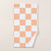 Peach Fuzz Checkered Gingham Pattern Badhandtuch Set (Handtuch)