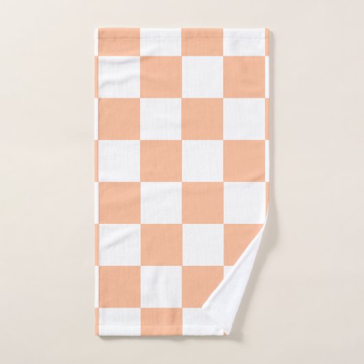 Peach Fuzz Checkered Gingham Pattern Badhandtuch Set (Handtuch)