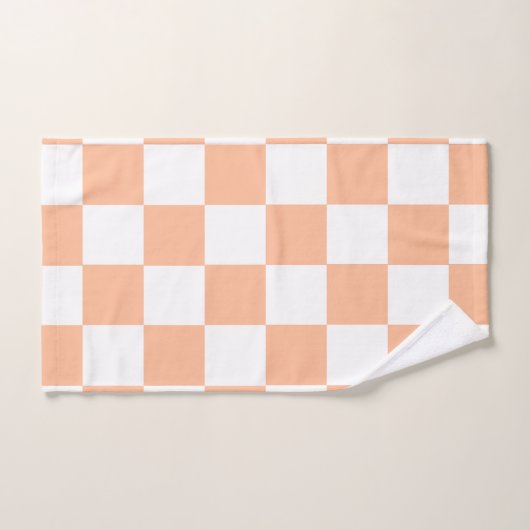 Peach Fuzz Checkered Gingham Pattern Badhandtuch Set (Handtuch)
