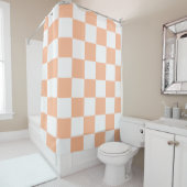 Peach Fuzz Checkered Gingham Pattern Duschvorhang (Beispiel)