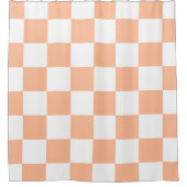 Peach Fuzz Checkered Gingham Pattern Duschvorhang (Vorderseite)