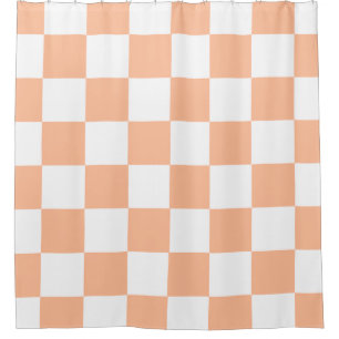 Peach Fuzz Checkered Gingham Pattern Duschvorhang